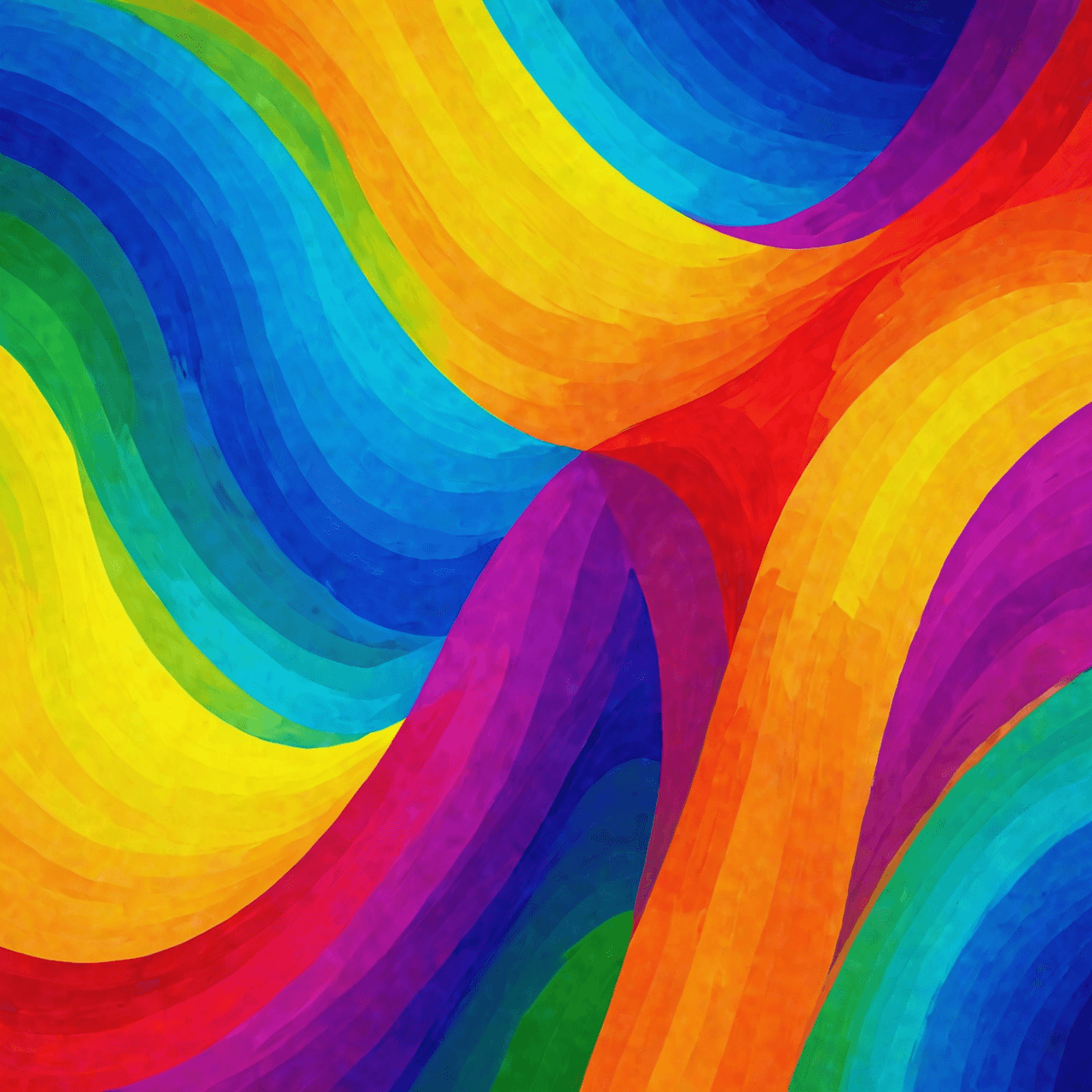Abstract colorful energy waves representing rhythmic patterns and focus in artistic painterly style