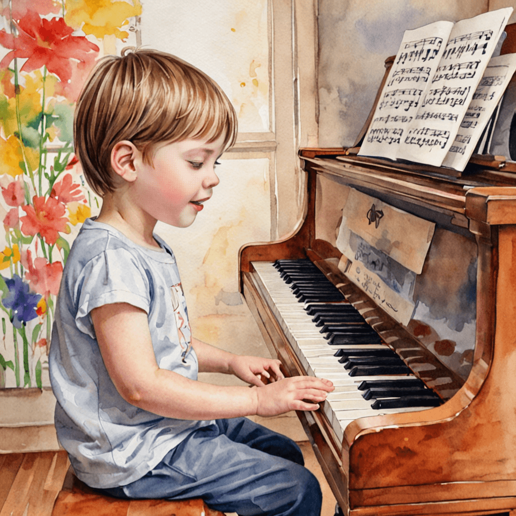 Child learning piano at Muzart Music and Art School in Etobicoke during January enrollment