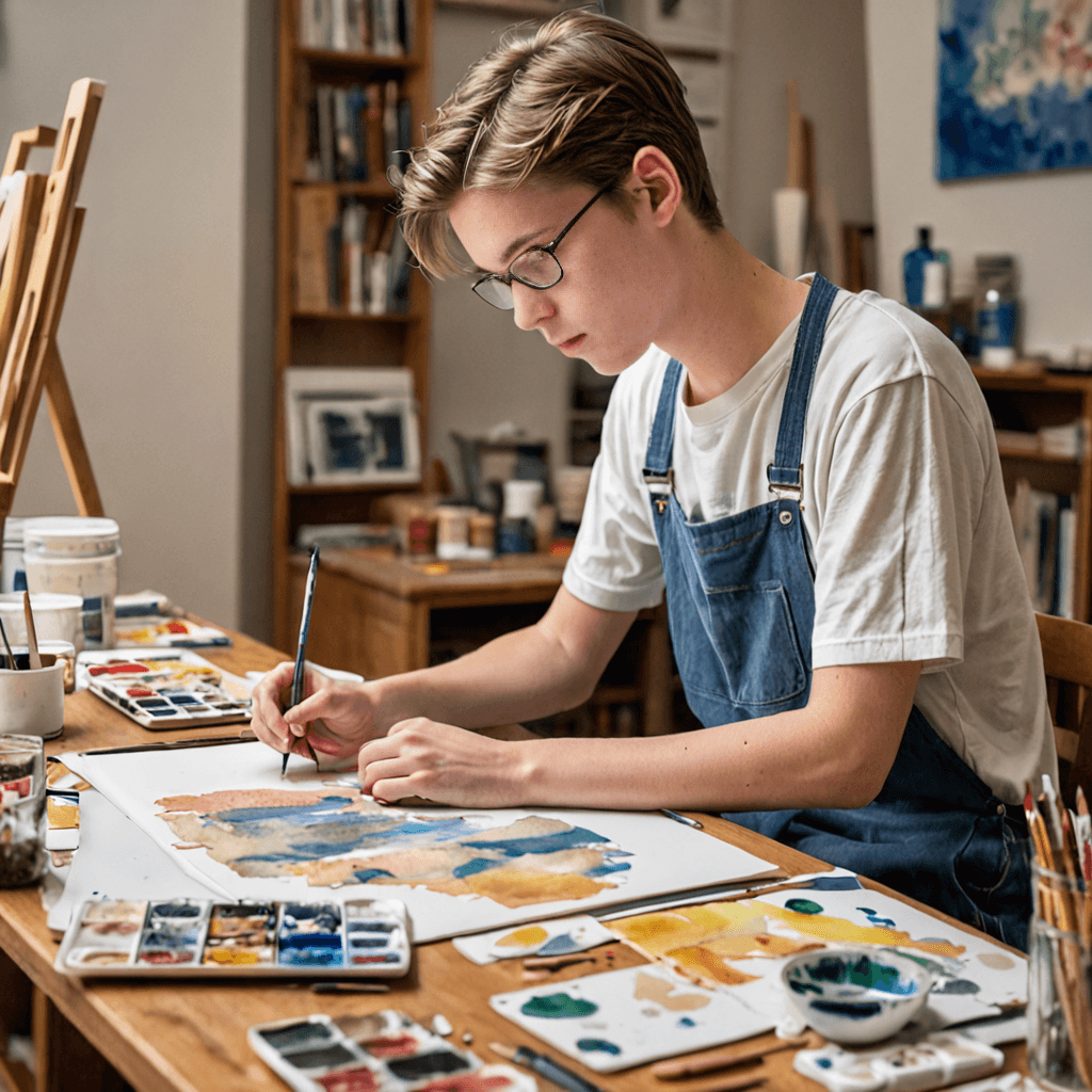 High school student working on detailed art portfolio piece with professional guidance at Muzart Music and Art School in Etobicoke