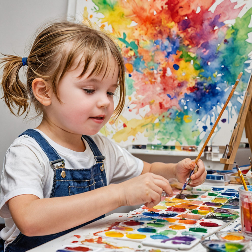 Child expressing creativity freely through art in supportive studio environment showing authentic self-expression and artistic confidence development