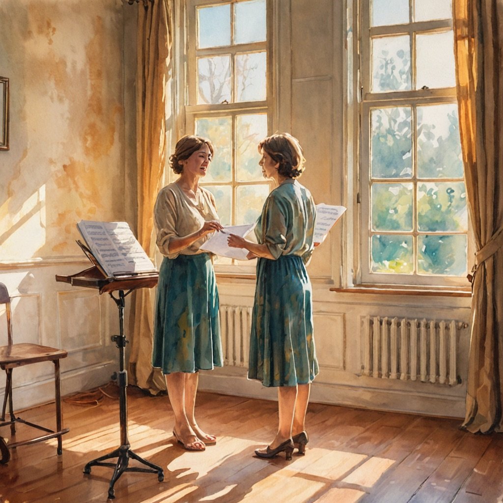 Adult student smiling during a private singing lesson in an Etobicoke music studio