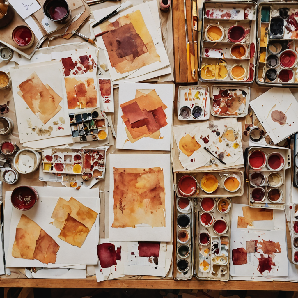 Art student reviewing portfolio pieces and identifying areas for improvement