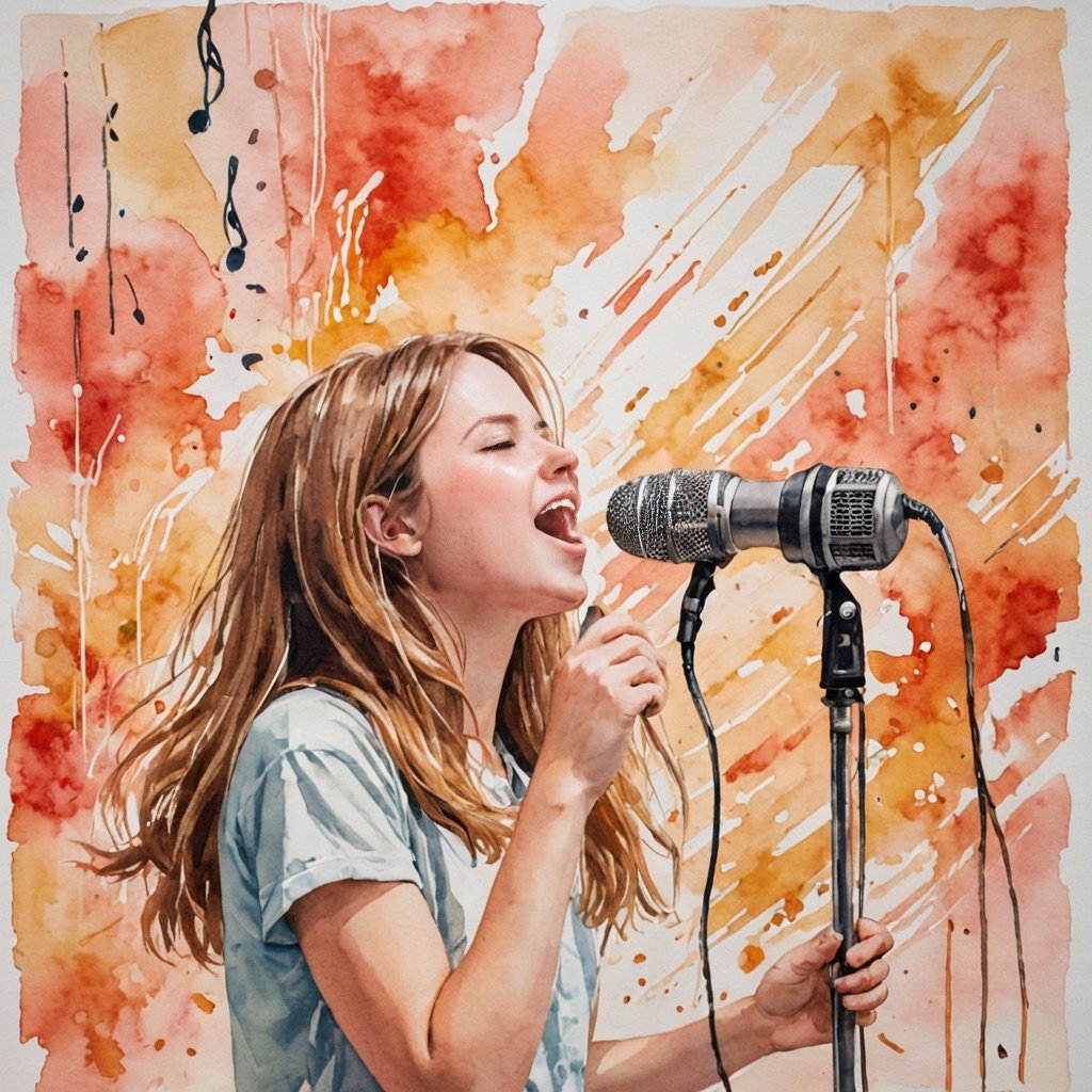 Teenager singing during a private voice lesson at an Etobicoke music school