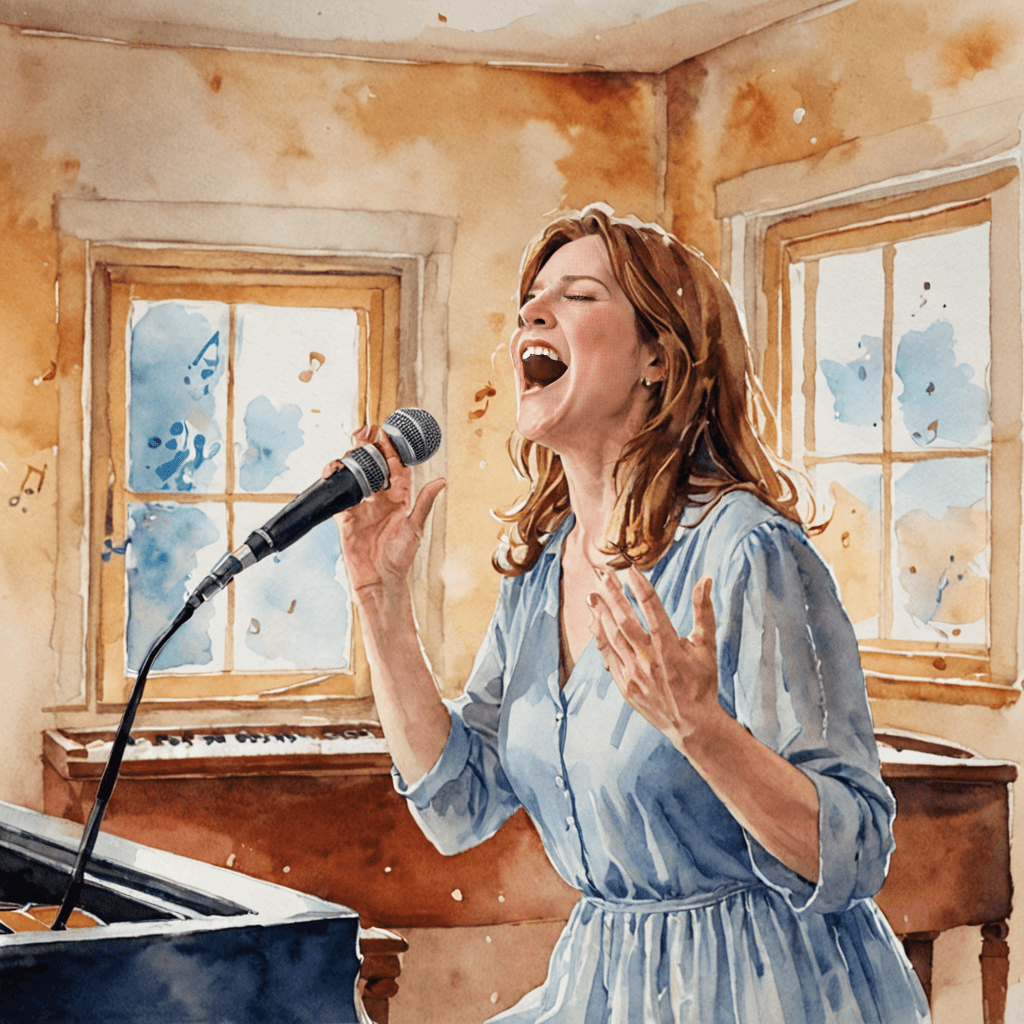 Adult singing student practicing vocal exercises during a private voice lesson