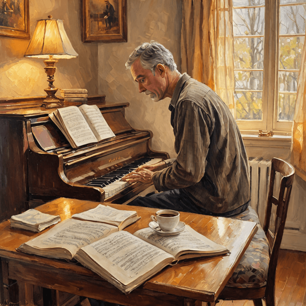 Adult music student studying basic chord theory alongside their instrument during a lesson