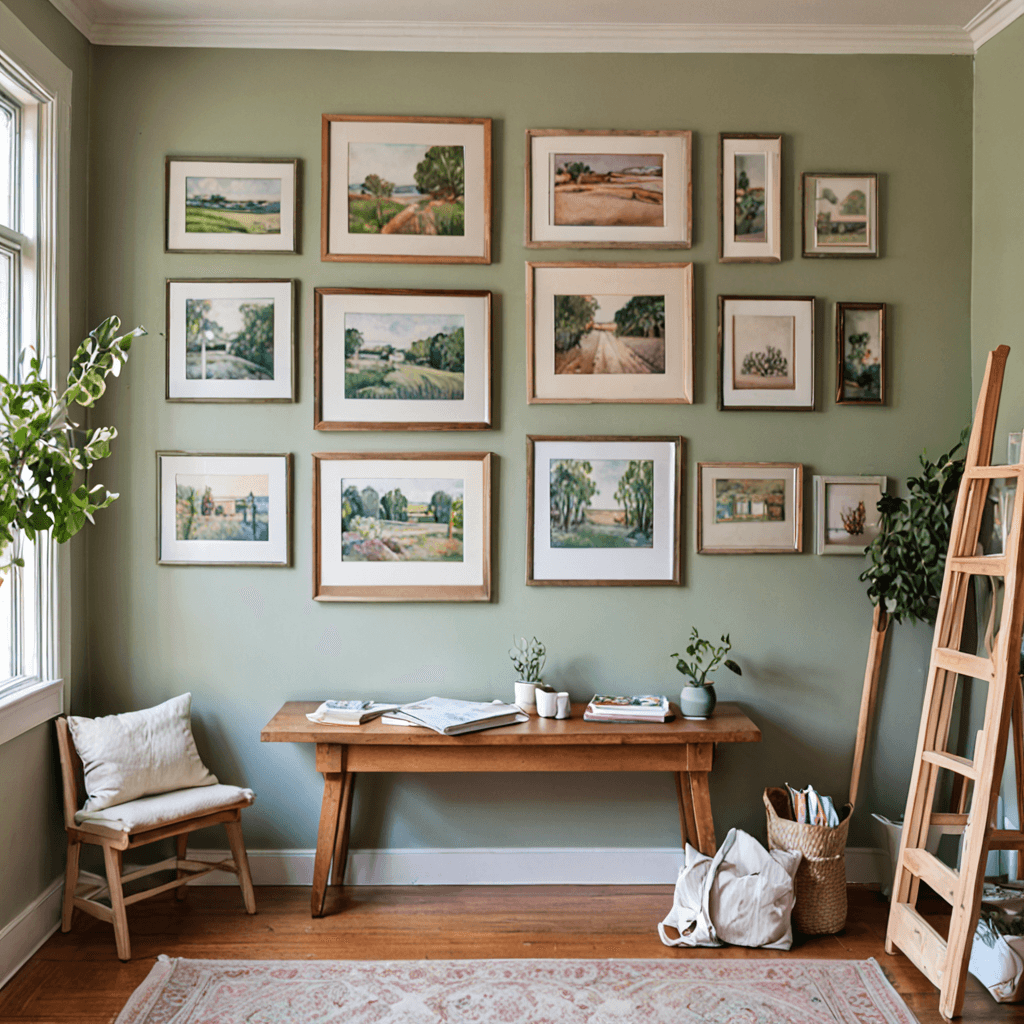 Watercolour illustration of finished art pieces matted and prepared for competition entry on a studio wall in soft summer light