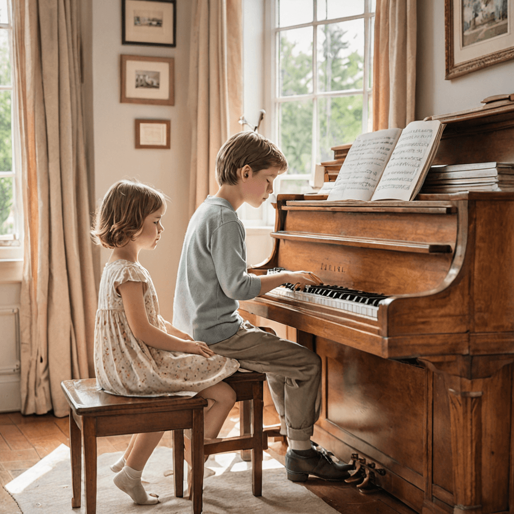 Young student practising piano at home with a parent nearby in an Etobicoke living room