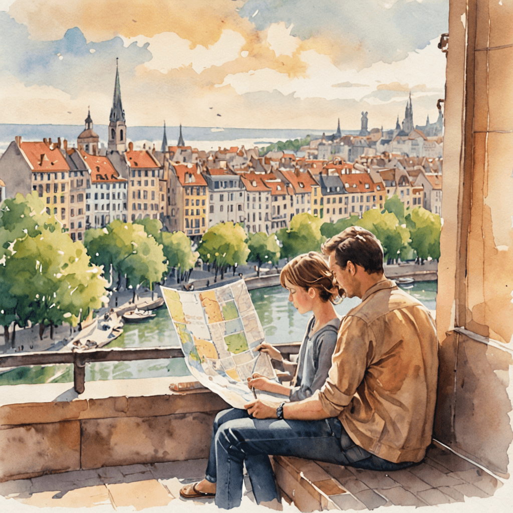 Family weighing music lesson options between Mississauga and Etobicoke, watercolour impressionist style