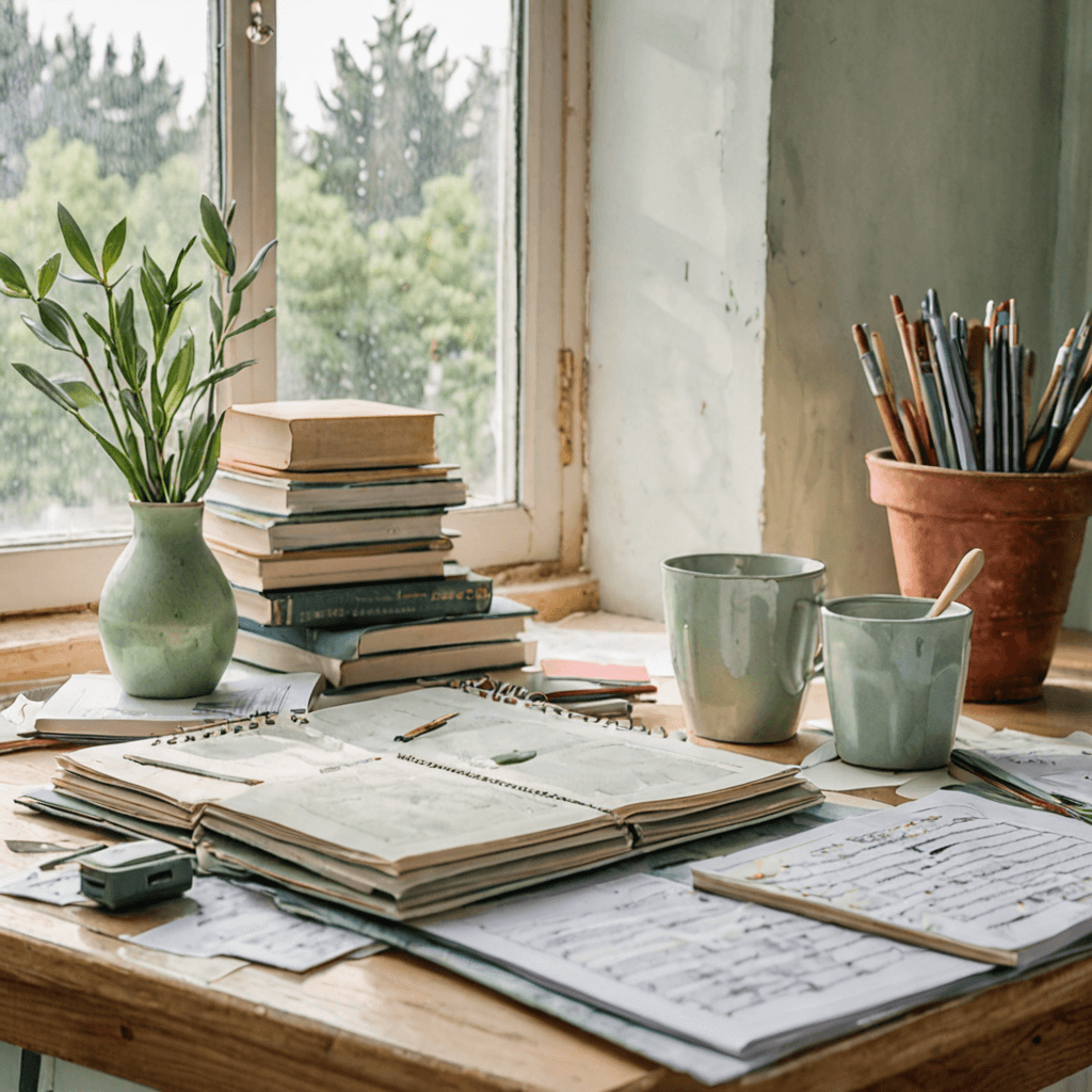 Watercolour illustration of a school-year wall planner beside a metronome and music books on a kitchen table
