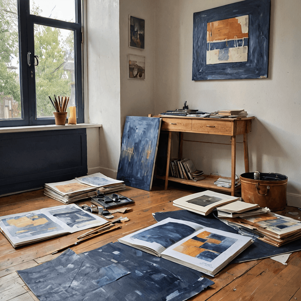 Oil painting style illustration of two portfolio cases and layered artworks side by side, representing OCAD and Emily Carr portfolio requirements
